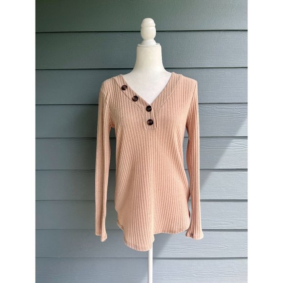 twenty second Sweaters - Twenty Second Tan Ribbed V Neck Sweater L